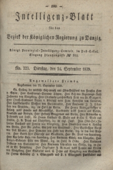 Intelligenz-Blatt für den Bezirk der Königlichen Regierung zu Danzig. 1839, No. 223 (24 September)