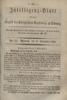 Intelligenz-Blatt für den Bezirk der Königlichen Regierung zu Danzig. 1839, No. 224 (25 September) + dod.