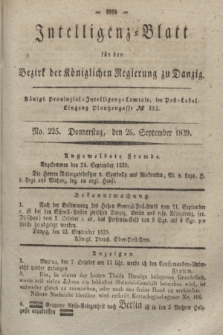 Intelligenz-Blatt für den Bezirk der Königlichen Regierung zu Danzig. 1839, No. 225 (26 September)