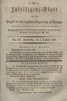 Intelligenz-Blatt für den Bezirk der Königlichen Regierung zu Danzig. 1839, No. 231 (3 October)