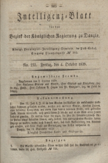 Intelligenz-Blatt für den Bezirk der Königlichen Regierung zu Danzig. 1839, No. 232 (4 October)