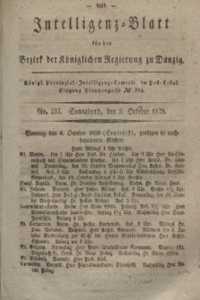 Intelligenz-Blatt für den Bezirk der Königlichen Regierung zu Danzig. 1839, No. 233 (5 October) + dod.