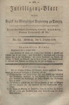 Intelligenz-Blatt für den Bezirk der Königlichen Regierung zu Danzig. 1839, No. 236 (9 October) + dod.