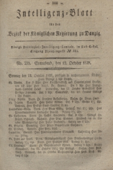Intelligenz-Blatt für den Bezirk der Königlichen Regierung zu Danzig. 1839, No. 239 (12 October) + dod.