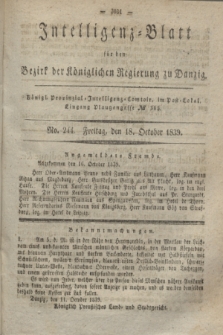 Intelligenz-Blatt für den Bezirk der Königlichen Regierung zu Danzig. 1839, No. 244 (18 October)