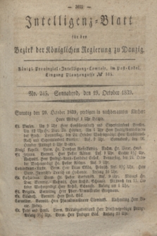 Intelligenz-Blatt für den Bezirk der Königlichen Regierung zu Danzig. 1839, No. 245 (19 October)