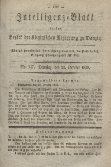 Intelligenz-Blatt für den Bezirk der Königlichen Regierung zu Danzig. 1839, No. 247 (22 October)