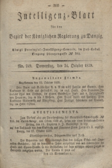 Intelligenz-Blatt für den Bezirk der Königlichen Regierung zu Danzig. 1839, No. 249 (24 October)