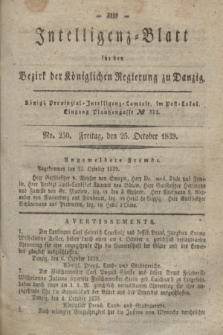 Intelligenz-Blatt für den Bezirk der Königlichen Regierung zu Danzig. 1839, No. 250 (25 October)