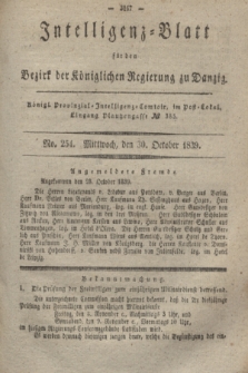 Intelligenz-Blatt für den Bezirk der Königlichen Regierung zu Danzig. 1839, No. 254 (30 October) + dod.