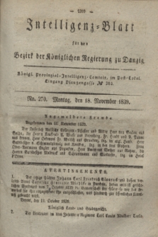 Intelligenz-Blatt für den Bezirk der Königlichen Regierung zu Danzig. 1839, No. 270 (18 November)