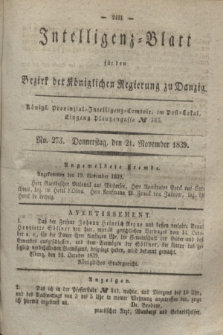 Intelligenz-Blatt für den Bezirk der Königlichen Regierung zu Danzig. 1839, No. 273 (21 November)