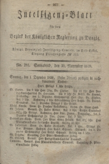 Intelligenz-Blatt für den Bezirk der Königlichen Regierung zu Danzig. 1839, No. 281 (30 November) + dod.