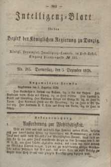 Intelligenz-Blatt für den Bezirk der Königlichen Regierung zu Danzig. 1839, No. 285 (5 Dezember)