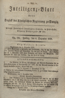 Intelligenz-Blatt für den Bezirk der Königlichen Regierung zu Danzig. 1839, No. 286 (6 Dezember)