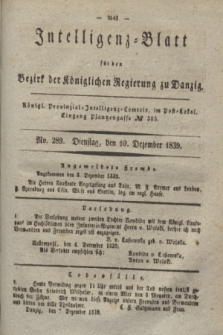 Intelligenz-Blatt für den Bezirk der Königlichen Regierung zu Danzig. 1839, No. 289 (10 Dezember)