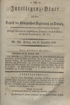 Intelligenz-Blatt für den Bezirk der Königlichen Regierung zu Danzig. 1839, No. 298 (20 Dezember) + dod.