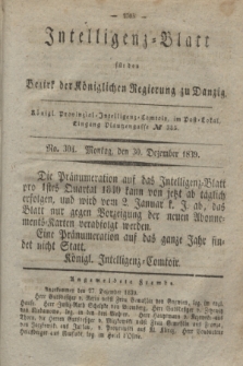 Intelligenz-Blatt für den Bezirk der Königlichen Regierung zu Danzig. 1839, No. 304 (30 Dezember)
