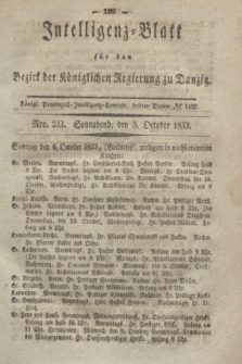 Intelligenz-Blatt für den Bezirk der Königlichen Regierung zu Danzig. 1833, Nro. 233 (5 October) + dod.
