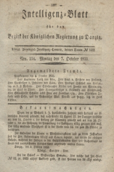 Intelligenz-Blatt für den Bezirk der Königlichen Regierung zu Danzig. 1833, Nro. 234 (7 October)