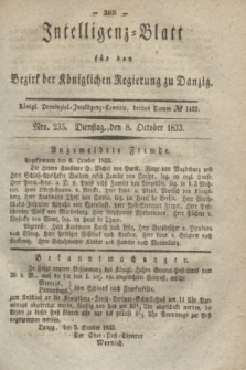 Intelligenz-Blatt für den Bezirk der Königlichen Regierung zu Danzig. 1833, Nro. 235 (8 October)