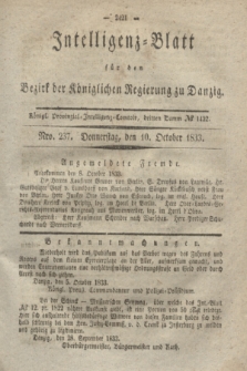 Intelligenz-Blatt für den Bezirk der Königlichen Regierung zu Danzig. 1833, Nro. 237 (10 October)