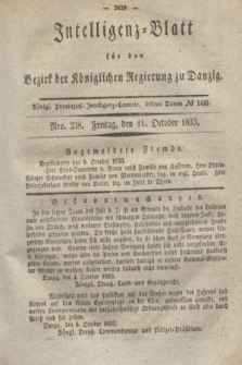 Intelligenz-Blatt für den Bezirk der Königlichen Regierung zu Danzig. 1833, Nro. 238 (11 October)