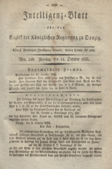 Intelligenz-Blatt für den Bezirk der Königlichen Regierung zu Danzig. 1833, Nro. 240 (14 October) + dod.