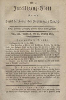 Intelligenz-Blatt für den Bezirk der Königlichen Regierung zu Danzig. 1833, Nro. 242 (16 October)