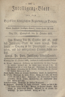 Intelligenz-Blatt für den Bezirk der Königlichen Regierung zu Danzig. 1833, Nro. 251 (26 October) + dod.