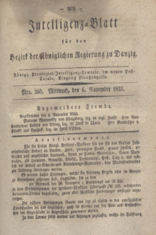 Intelligenz-Blatt für den Bezirk der Königlichen Regierung zu Danzig. 1833, Nro. 260 (6 November)