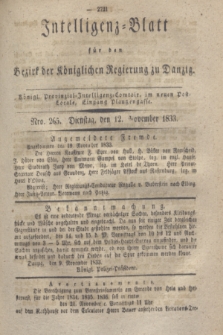 Intelligenz-Blatt für den Bezirk der Königlichen Regierung zu Danzig. 1833, Nro. 265 (12 November)