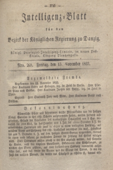 Intelligenz-Blatt für den Bezirk der Königlichen Regierung zu Danzig. 1833, Nro. 268 (15 November)
