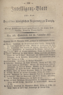 Intelligenz-Blatt für den Bezirk der Königlichen Regierung zu Danzig. 1833, Nro. 269 (16 November) + dod.
