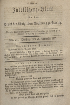 Intelligenz-Blatt für den Bezirk der Königlichen Regierung zu Danzig. 1833, Nro. 277 (26 November)