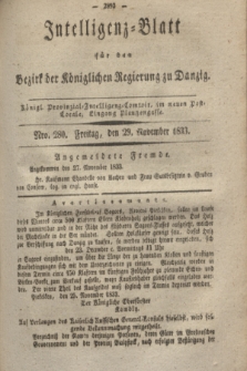 Intelligenz-Blatt für den Bezirk der Königlichen Regierung zu Danzig. 1833, Nro. 280 (29 November)