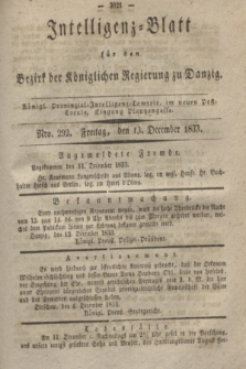 Intelligenz-Blatt für den Bezirk der Königlichen Regierung zu Danzig. 1833, Nro. 292 (13 December)