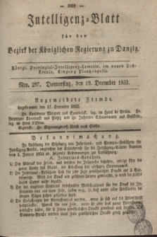 Intelligenz-Blatt für den Bezirk der Königlichen Regierung zu Danzig. 1833, Nro. 297 (19 December) + dod.