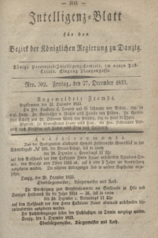 Intelligenz-Blatt für den Bezirk der Königlichen Regierung zu Danzig. 1833, Nro. 302 (27 December) + dod.