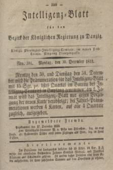 Intelligenz-Blatt für den Bezirk der Königlichen Regierung zu Danzig. 1833, Nro. 304 (30 December)