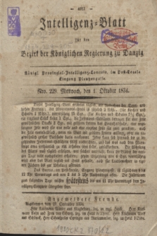 Intelligenz-Blatt für den Bezirk der Königlichen Regierung zu Danzig. 1834, Nro. 229 (1 Oktober)