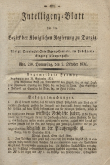 Intelligenz-Blatt für den Bezirk der Königlichen Regierung zu Danzig. 1834, Nro. 230 (2 Oktober)