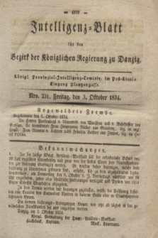 Intelligenz-Blatt für den Bezirk der Königlichen Regierung zu Danzig. 1834, Nro. 231 (3 Oktober)