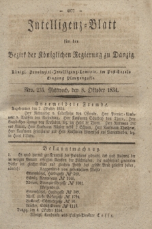 Intelligenz-Blatt für den Bezirk der Königlichen Regierung zu Danzig. 1834, Nro. 235 (8 Oktober)