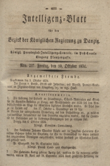 Intelligenz-Blatt für den Bezirk der Königlichen Regierung zu Danzig. 1834, Nro. 237 (10 Oktober)