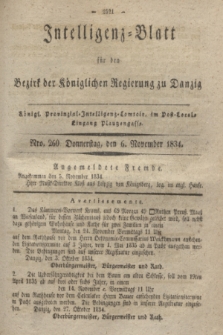 Intelligenz-Blatt für den Bezirk der Königlichen Regierung zu Danzig. 1834, Nro. 260 (6 November)