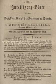 Intelligenz-Blatt für den Bezirk der Königlichen Regierung zu Danzig. 1834, Nro. 265 (12 November)