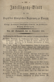 Intelligenz-Blatt für den Bezirk der Königlichen Regierung zu Danzig. 1834, Nro. 268 (15 November) + dod.