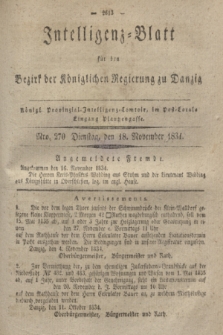 Intelligenz-Blatt für den Bezirk der Königlichen Regierung zu Danzig. 1834, Nro. 270 (18 November)