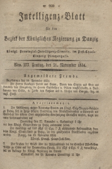 Intelligenz-Blatt für den Bezirk der Königlichen Regierung zu Danzig. 1834, Nro. 273 (21 November)